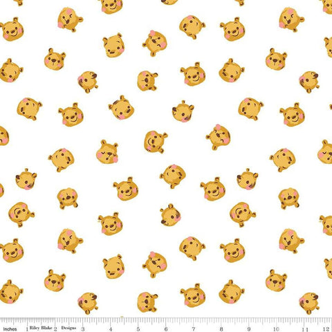 Image of the 100 Aker Woods Pooh Brain White quilting cotton fabric by Jill Howarth for Riley Blake Designs. Features tossed Winnie the Pooh heads on a white background.
Cute Little Fabric Shop