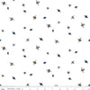 Image of the Honey Bees and Flowers Please Bees White quilting cotton fabric by Tara Reed for Riley Blake Designs. Features small bees scattered on a white background. 
Cute Little Fabric Shop