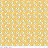Image of the Always in Season Daisy Red quilting cotton fabric by American Jane for Riley Blake Designs. Features scattered blossoms and dots on a yellow background. 
Cute Little Fabric Shop