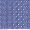 Image of the Always in Season Criss Cross Royal Blue quilting cotton fabric by American Jane for Riley Blake Designs. Features occasional dots and leaves with white criss-cross lines on a blue purple background. 
Cute Little Fabric Shop