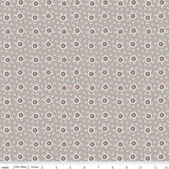 Image of the Mansfield Park Yates quilting cotton fabric by Riley Blake Designs. Features small flowers scattered on a tan background. 
Cute Little Fabric Shop
