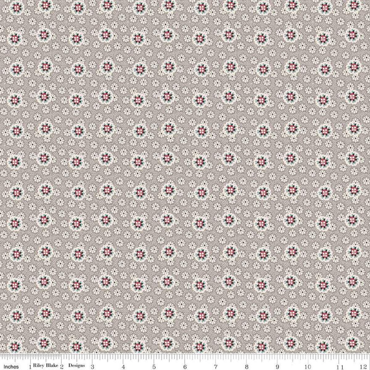 Image of the Mansfield Park Yates quilting cotton fabric by Riley Blake Designs. Features small flowers scattered on a tan background. 
Cute Little Fabric Shop
