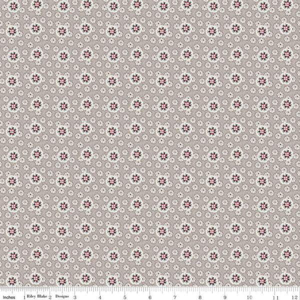 Image of the Mansfield Park Yates quilting cotton fabric by Riley Blake Designs. Features small flowers scattered on a tan background. 
Cute Little Fabric Shop