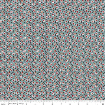 Image of the Mansfield Park Edmund quilting cotton fabric by Riley Blake Designs. Features  abstract shapes on a light blue background. 
Cute Little Fabric Shop