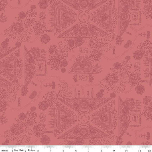 Image of the Mansfield Park Landscape Berry quilting cotton fabric by Riley Blake Designs. Features the Mansfield park map on a pink background. 
Cute Little Fabric Shop