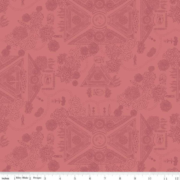 Image of the Mansfield Park Landscape Berry quilting cotton fabric by Riley Blake Designs. Features the Mansfield park map on a pink background. 
Cute Little Fabric Shop
