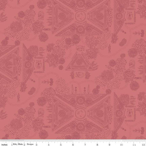 Image of the Mansfield Park Landscape Berry quilting cotton fabric by Riley Blake Designs. Features the Mansfield park map on a pink background. 
Cute Little Fabric Shop