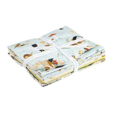 Image of the The Littlest Family's Big Day 1-Yard Bundle Aqua (9 pieces) by Riley Blake Designs. Features 7 prints and 2 panels. 
Cute Little Fabric Shop
