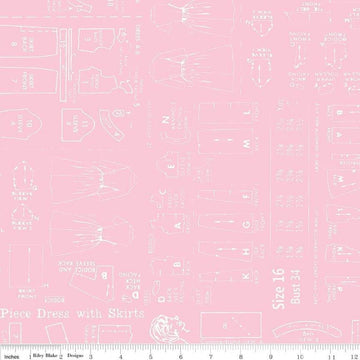 Image of the Wide Back Bee Backings & Borders Pattern Pink by Lori Holt for Riley Blake Designs. Features dress patterns on a pink background.
Cute Little Fabric Shop