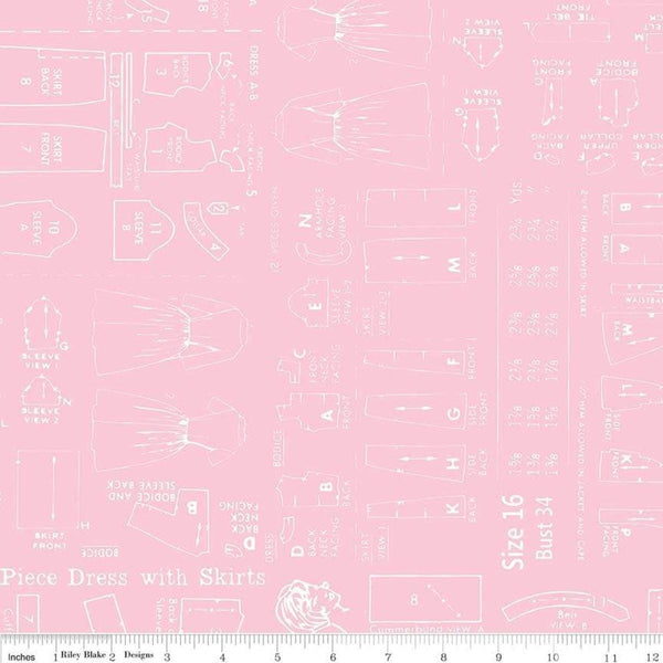 3 yard Cut - SALE Bee Backings and Borders WIDE BACK Pattern WB6421 Pink - Riley Blake - 107/108" Wide - Lori Holt - Quilting Cotton Fabric