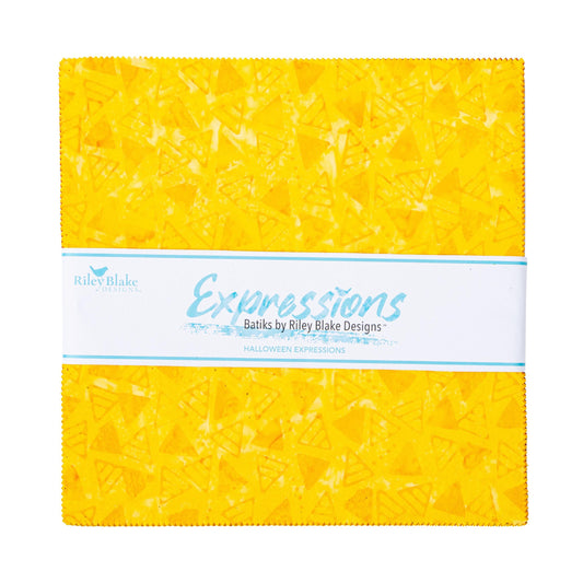 Image of the Expressions Halloween Batik 10" Stacker by Riley Blake Designs. Features halloween colored fabrics. 
Cute Little Fabric Shop