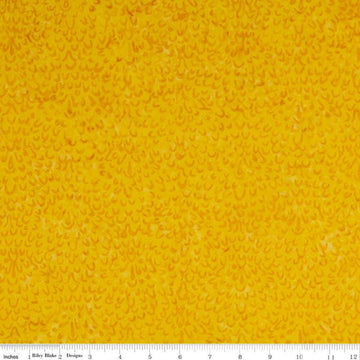 Image of the Expressions Batiks Elementals Dandelion fabric by Riley Blake Designs. Features a yellow fabric with arc patterns scattered across. 
Cute Little Fabric Shop