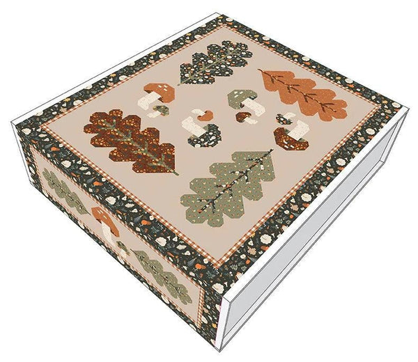 Image of the Forest Fungi pumpkin spice boxed quilt kit. Features leaves and mushrooms on a cream background.
Cute Little Fabric Shop