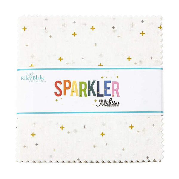 Image of the Sparkler 5&quot; White Stacker by Melissa Mortenson by Riley Blake Designs. Features little crosses on white backgrounds. 
Cute Little Fabric Shop