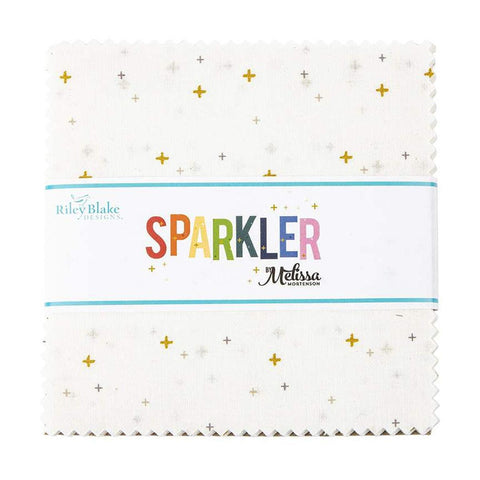 Image of the Sparkler 5&quot; White Stacker by Melissa Mortenson by Riley Blake Designs. Features little crosses on white backgrounds. 
Cute Little Fabric Shop