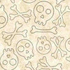 Image of the Creepin' It Real Stitched Skulls Cream fabric by Morris Creative Group for QT Fabrics. Features the outlines of skulls and bones on a textured cream background. 
Cute Little Fabric Shop