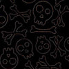 Image of the Creepin It Real Stitched Skulls Black fabric by Morris Creative Group for QT Fabrics. Features the outlines of skulls and bones on a black background. 
Cute Little Fabric Shop