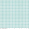 Image of the Press On Pinstripe Plaid Aqua quilting cotton fabric by J. Wecker Frisch for Riley Blake Designs. Features a thin stripe plaid on a light blue background. 
Cute Little Fabric Shop