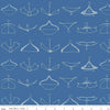 Image of the Press On Wire Hangers Blue quilting cotton fabric by J. Wecker Frisch for Riley Blake Designs. Features scattered wire clothes hangers on a blue background. 
Cute Little Fabric Shop