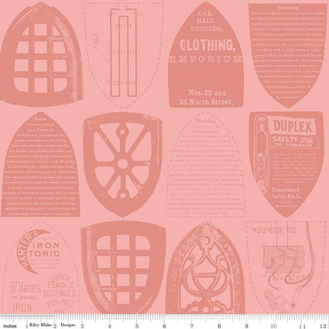 Image of the Press On Iron Plates Pink quilting cotton fabric by J. Wecker Frisch for Riley Blake Designs. Features iron sole plates and iron-themed text on a light pink background. 
Cute Little Fabric Shop