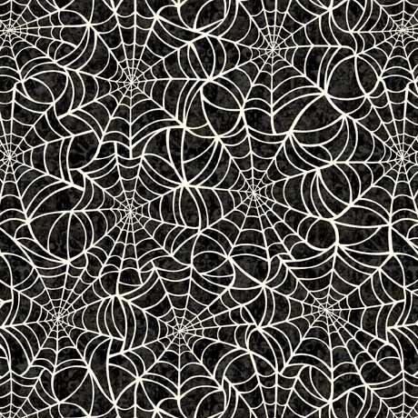 3 Yard Cut - Creepsville Spiderweb WIDE Back 30206 Charcoal K - QT Fabrics - 107/108" Wide - Webs Halloween - Quilting Cotton Fabric