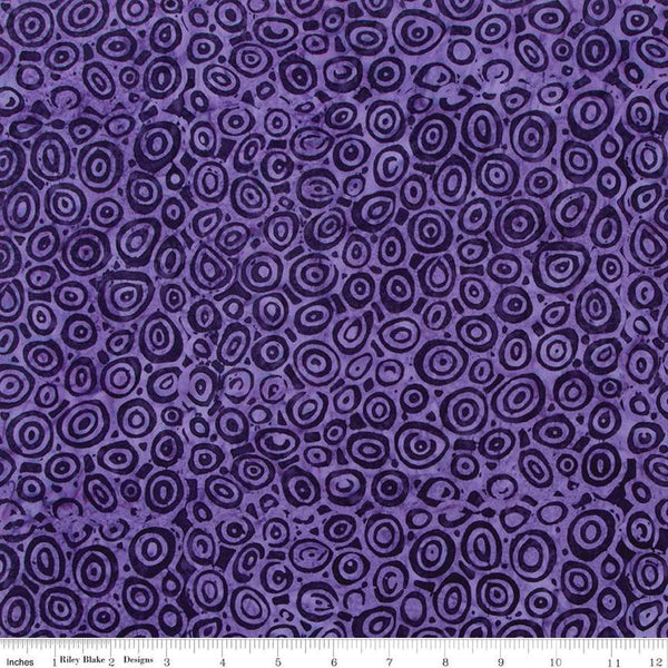 Image of the Expressions Batiks Halloween Expressions Amethyst quilting cotton by Riley Blake Designs. Features concentric circles on an purple background.
Cute Little Fabric Shop