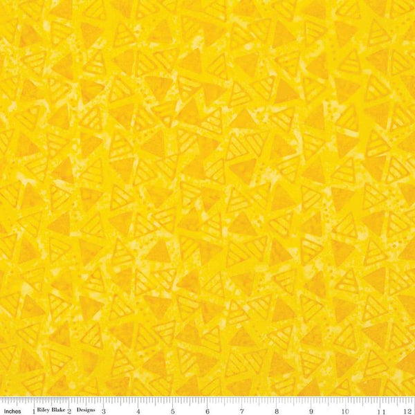 Image of the Expressions Batiks Halloween Sunshine quilting cotton by Riley Blake Designs. Features triangles on a bright yellow background.
Cute Little Fabric Shop