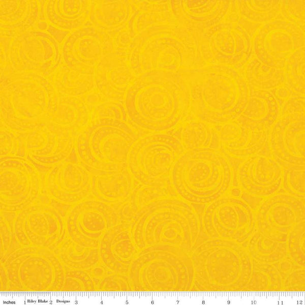 Image of the Expressions Batiks Halloween Yield quilting cotton by Riley Blake Designs. Features concentric swirled circles on a bright yellow background.
Cute Little Fabric Shop