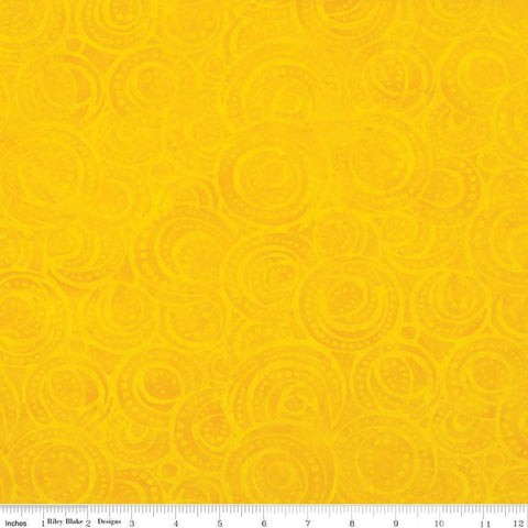 Image of the Expressions Batiks Halloween Yield quilting cotton by Riley Blake Designs. Features concentric swirled circles on a bright yellow background.
Cute Little Fabric Shop