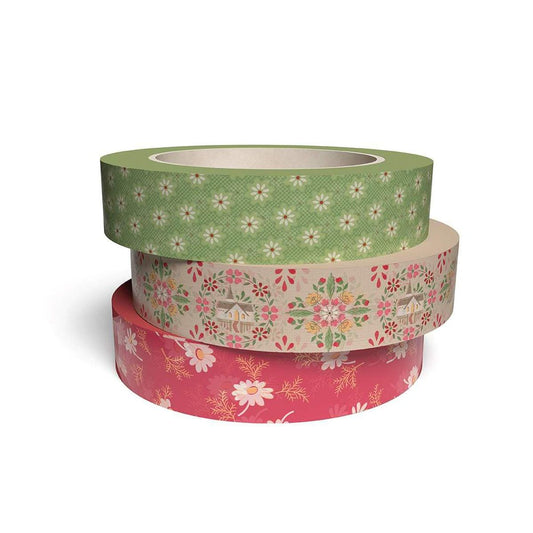 Image of the Lori Holt Home Town Holiday Washi Tape 3 pack for Riley Blake Designs. Features a green, beige, and berry colored washi tape.
Cute Little Fabric Shop
