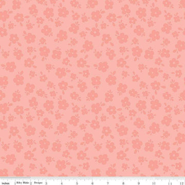 Image of the Stay Wild Tone-on-Tone Coral quilting cotton fabric by Amanda Niederhauser by Riley Blake Designs. Features tone-on-tone blossoms on a coral pink background. 
Cute Little Fabric Shop