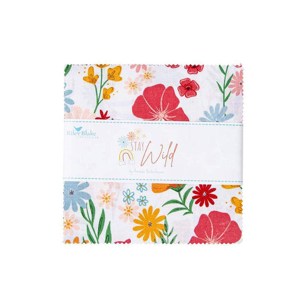 Image of the Stay Wild 5 inch stacker by Amanda Niederhauser for Riley Blake Designs Features colorful wildflowers on a white background.
Cute Little Fabric Shop