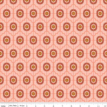 34" End of Bolt - CLEARANCE Maple Sunflower C12472 Pink - Riley Blake - Flowers Medallions Geometric - Quilting Cotton Fabric