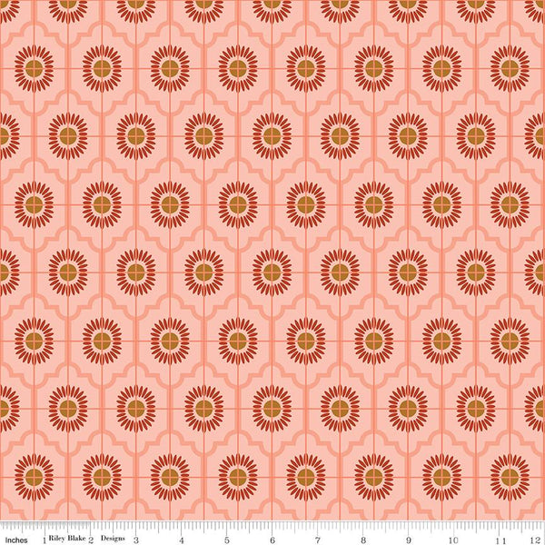 CLEARANCE Maple Sunflower C12472 Pink - Riley Blake - Flowers Medallions Geometric - Quilting Cotton Fabric