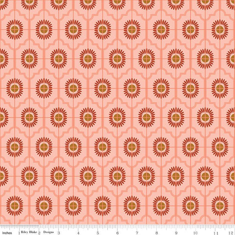 CLEARANCE Maple Sunflower C12472 Pink - Riley Blake - Flowers Medallions Geometric - Quilting Cotton Fabric