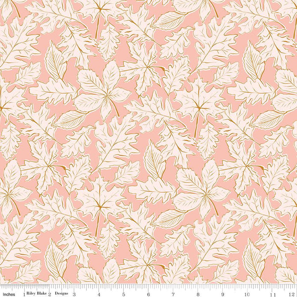 32" End of Bolt Piece - CLEARANCE Maple Fall C12471 Pink - Riley Blake Designs - Leaf Leaves - Quilting Cotton Fabric