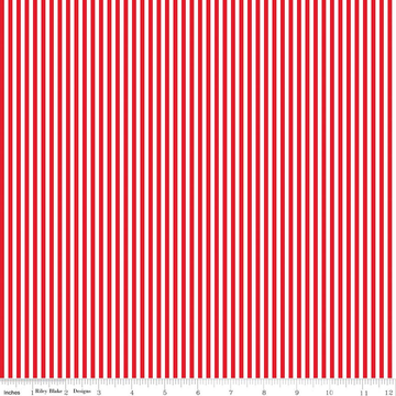 SALE Red & White 1/8 Eighth Inch Stripe - Riley Blake Designs - Patriotic Independence - Quilting Cotton Fabric