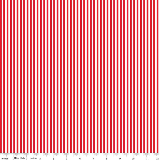 DEAL Red & White 1/8 Eighth Inch Stripe - Riley Blake Designs - Patriotic Independence - Quilting Cotton Fabric