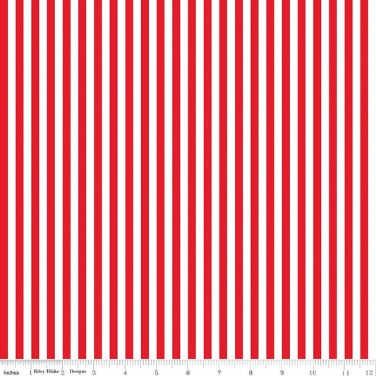 DEAL Red & White 1/4 Quarter Inch Stripe - Riley Blake Designs - Patriotic Independence - Quilting Cotton Fabric