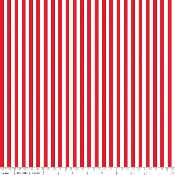 SALE Red and White 1/4 Quarter Inch Stripe by Riley Blake Designs - Patriotic Independence - Quilting Cotton Fabric