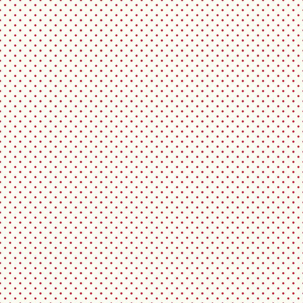 25" End of Bolt Piece - Red Flat Swiss Dots on Cream Le Creme - Polka Dot - Riley Blake Designs - Quilting Cotton Fabric