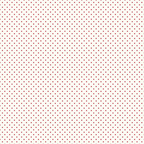 25" End of Bolt Piece - Red Flat Swiss Dots on Cream Le Creme - Polka Dot - Riley Blake Designs - Quilting Cotton Fabric