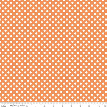 14" End of Bolt - SALE KNIT Orange and White Small Polka Dot K350 by Riley Blake Designs - Jersey KNIT Cotton Stretch Fabric