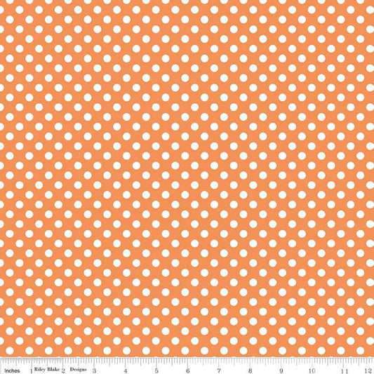 SALE KNIT Orange and White Small Polka Dot K350 by Riley Blake Designs - Jersey KNIT Cotton Stretch Fabric