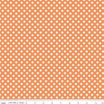 16" End of Bolt - SALE KNIT Orange and White Small Polka Dot K350 by Riley Blake Designs - Jersey KNIT Cotton Stretch Fabric