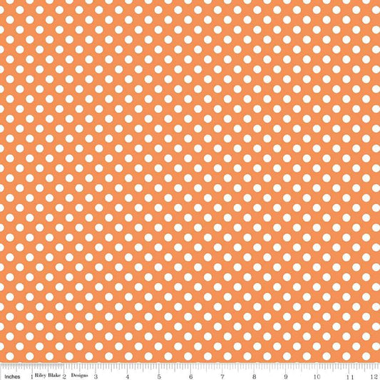 16" End of Bolt - SALE KNIT Orange and White Small Polka Dot K350 by Riley Blake Designs - Jersey KNIT Cotton Stretch Fabric
