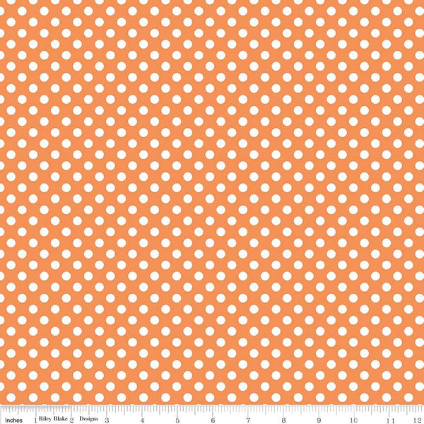 SALE KNIT Orange and White Small Polka Dot K350 by Riley Blake Designs - Jersey KNIT Cotton Stretch Fabric