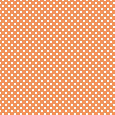 Fat Quarter End of Bolt - SALE Orange Small White Dots by Riley Blake Designs - Polka Dots Dot Dotted - Quilting Cotton Fabric