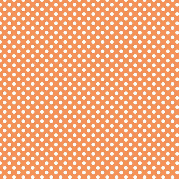 18" End of Bolt - Orange Small White Dots by Riley Blake Designs - Polka Dots Dot Dotted - Quilting Cotton Fabric