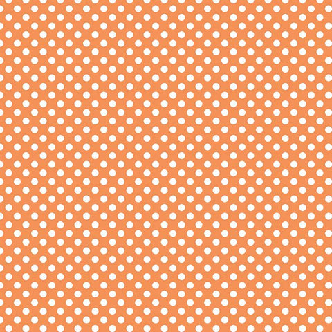 18" End of Bolt - Orange Small White Dots by Riley Blake Designs - Polka Dots Dot Dotted - Quilting Cotton Fabric